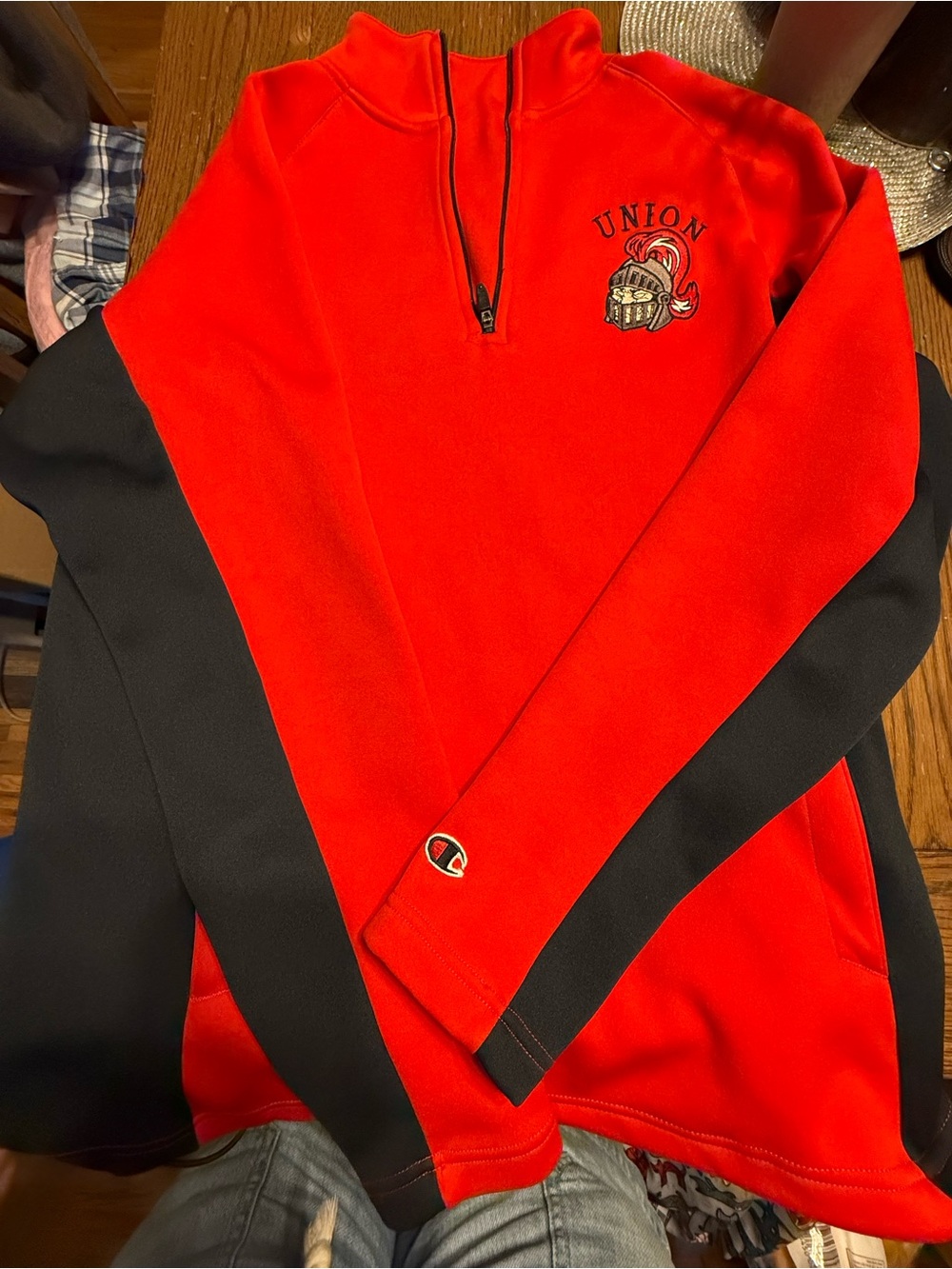 Champion Red & Black Union Quarter-Zip Pullover